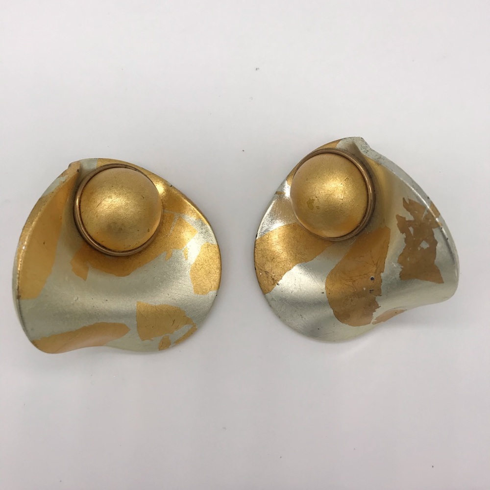 1980'S VINTAGE CLIP EARRINGS Gold Silver Tone